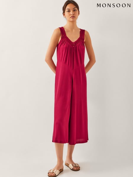 Monsoon Red Rachel Embroidered Wide Leg Jumpsuit (H26934) | € 117