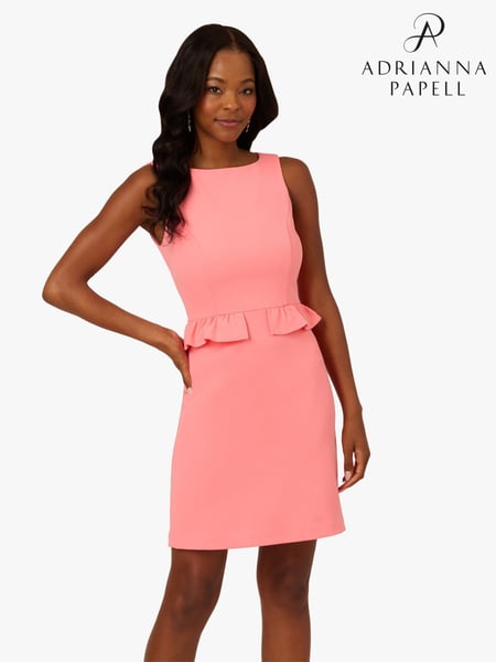 Adrianna Papell Pink Ruffle Sheath Short Dress (H27267) | € 201