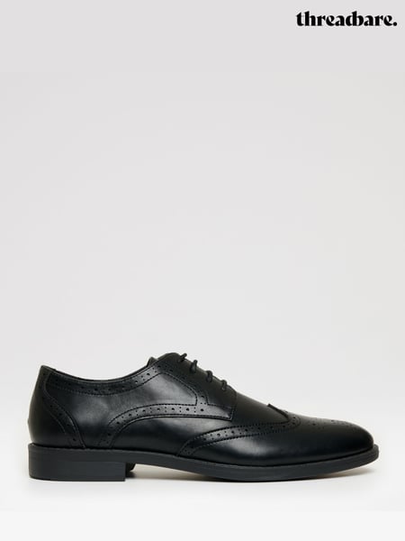 Threadbare Black Faux Leather Brogues (H27312) | € 59