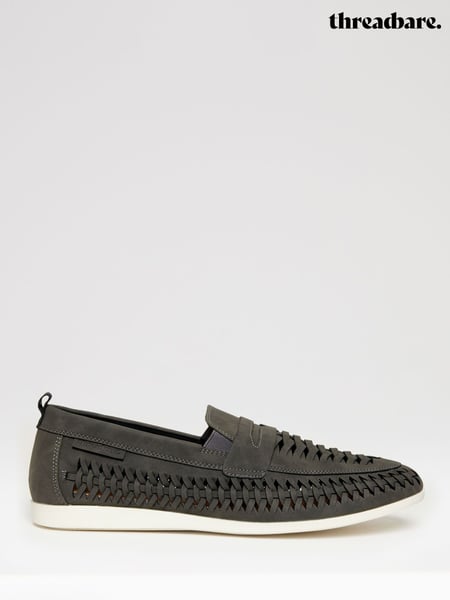 Threadbare Grey Faux Suede Woven Loafers (H27323) | € 59