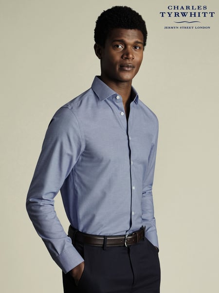 Charles Tyrwhitt Blue Slim Fit Non-Iron Cotton Linen Shirt (H27809) | € 109