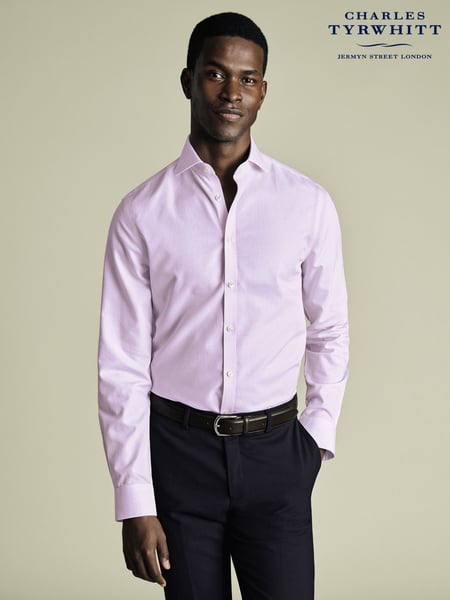 Charles Tyrwhitt Purple Slim Fit Slim Fit Non-Iron Cutaway Collar Gingham 100% Cotton Shirt (H27818) | € 101