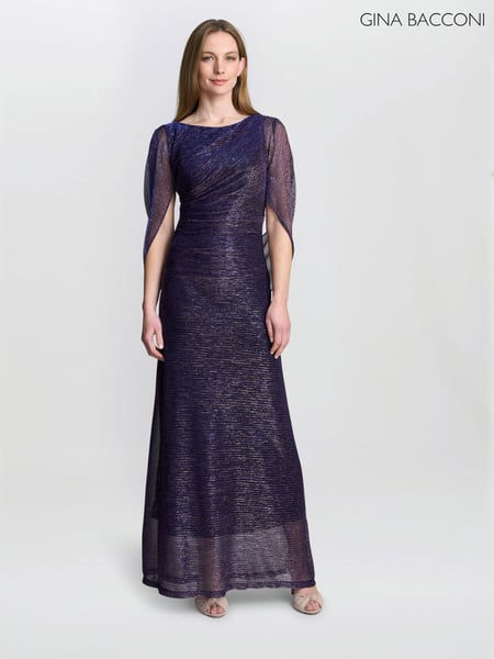 Gina Bacconi Purple Joanna Metallic Knit Maxi Dress (H29971) | € 343