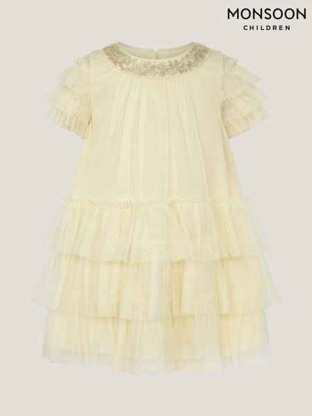 Monsoon Yellow Baby Alexandra Embellished Swing Dress (H30148) | € 44 - € 47