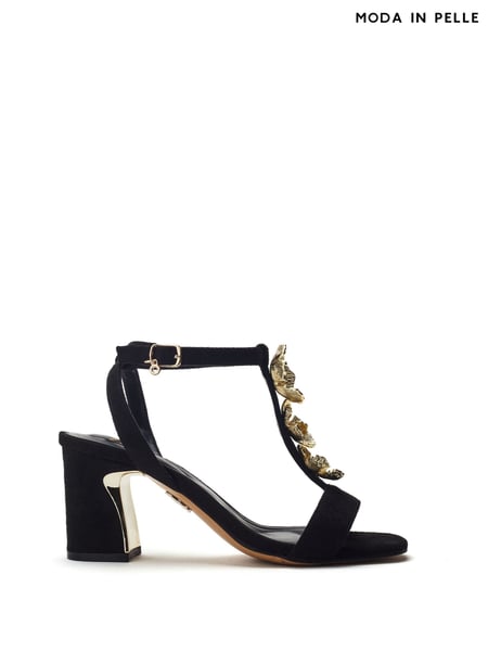 Moda in Pelle Silver Neillia Metal Floral Print Trim Block Heel Comfort Sandals (H35452) | € 139