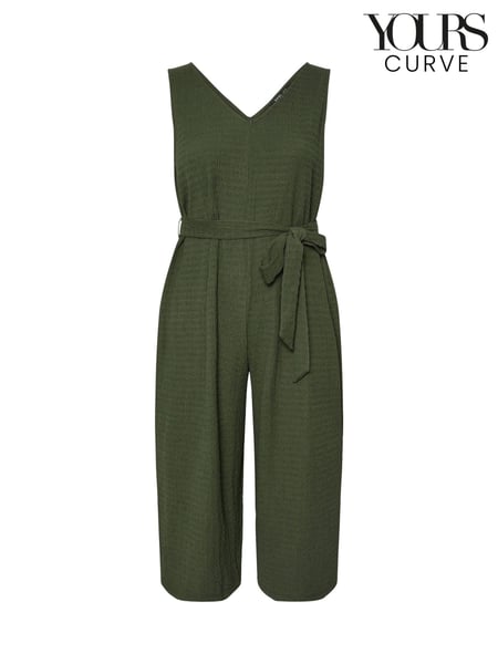 Yours Curve Green Tie Waist Textured Jumpsuit (H37658) | € 50
