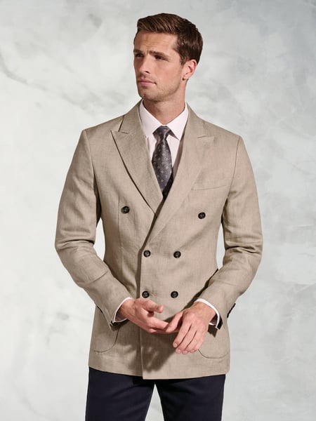 Brook Taverner Natural 100% Linen DB Peak Jacket (H41024) | € 279