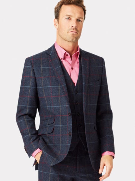 Brook Taverner Blue Check Wool Suit Jacket (H41028) | € 388