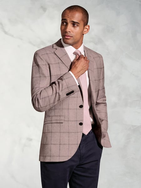 Brook Taverner Purple Windowpane Linen Blend Jacket (H41307) | € 232