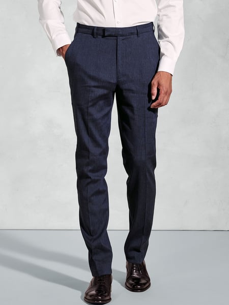 Brook Taverner Blue Linen Blend Mixer Suit Trousers (H41350) | € 109