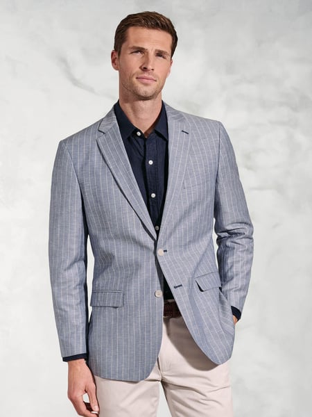 Brook Taverner Blue Linen Blend Stripe Jacket (H41355) | € 201