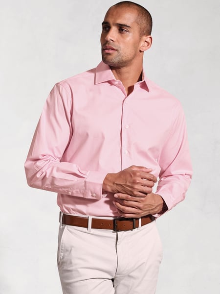 Brook Taverner Pink Herringbone Stretch Long Sleeve Shirt (H41370) | € 78
