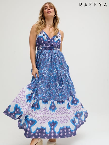 Raffya Blue Mia Wrap Floral Printed Maxi Dress (H44865) | € 156