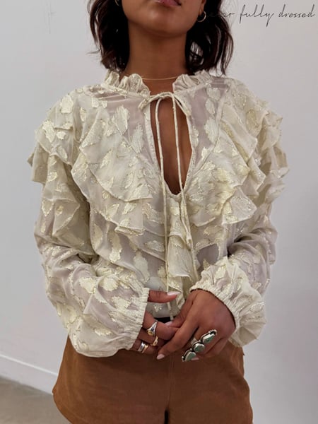 Never Fully Dressed Cream Jacquard Riley Blouse (H44976) | € 154