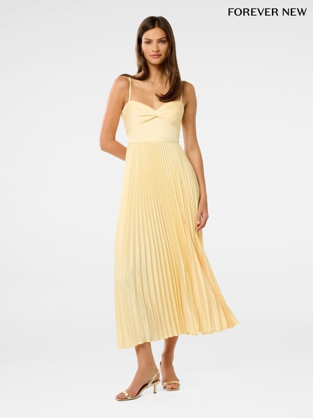 Forever New Yellow Chloe Pleated Midi Dress (H45231) | € 187