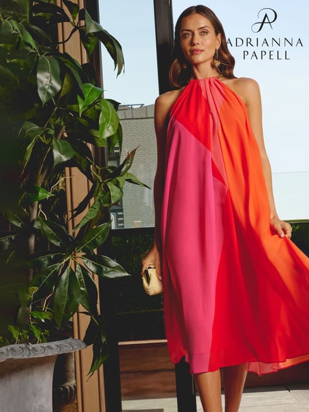 Adrianna Papell Red Color Block Chiffon Dress (H45393) | € 310