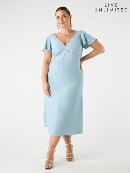 Live Unlimited Blue Curve Embellished Slip Dress (H45669) | € 295