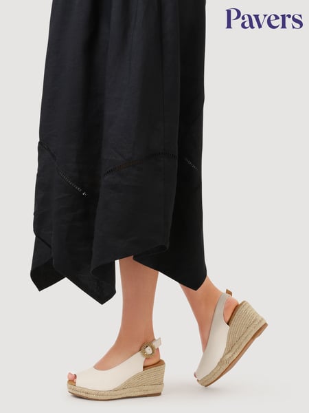 Pavers White Buckle Fastening Wedges Espadrilles (H46844) | € 59