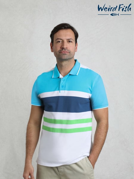 Weird Fish Oceano Sunbury Striped Pique 100% Cotton Polo Shirt (H47104) | € 66