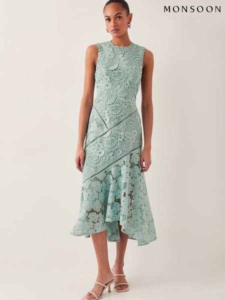 Monsoon Green Gianna Sleeveless Lace Midi Dress (H48556) | € 234