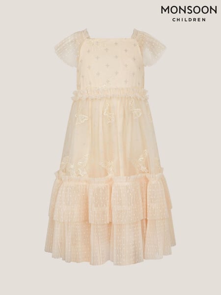 Monsoon Cream Anina Butterfly Ruffle Party Dress (H49279) | € 94