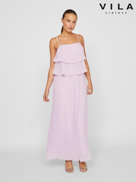 VILA Purple Pleated Plisse Occasion Dress (H49976) | € 100