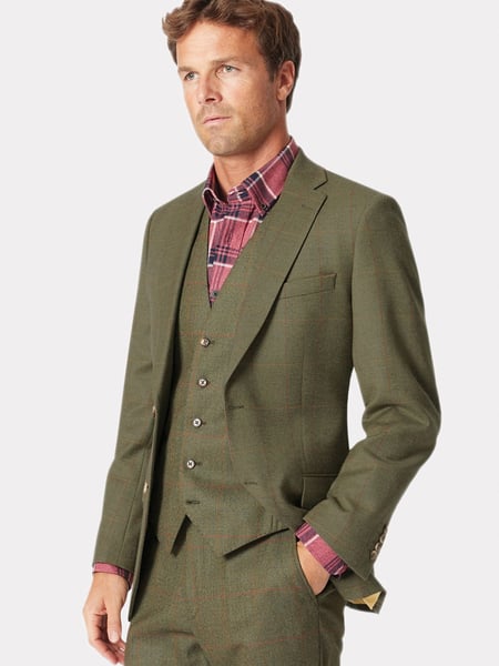Brook Taverner Green Wool Check Suit Jacket (H51536) | € 310