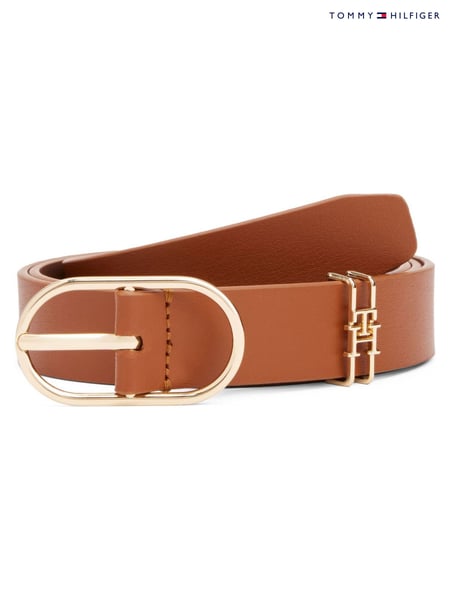 Tommy Hilfiger Brown Leather Monogram Oval Buckle Belt (H53325) | € 78