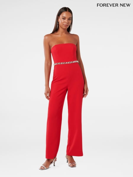 Forever New Red Ari Embellished Jumpsuit (H54147) | € 203