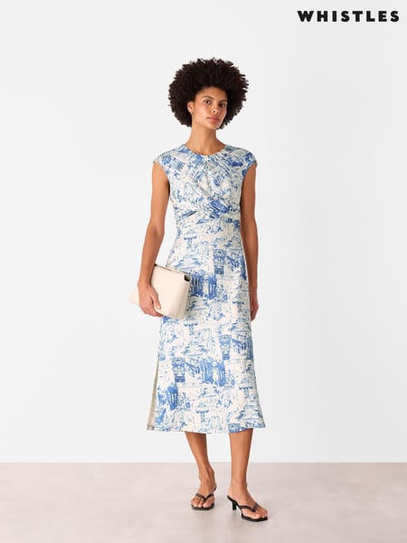 Whistles Blue Rome Print Midi Dress (H54450) | € 264