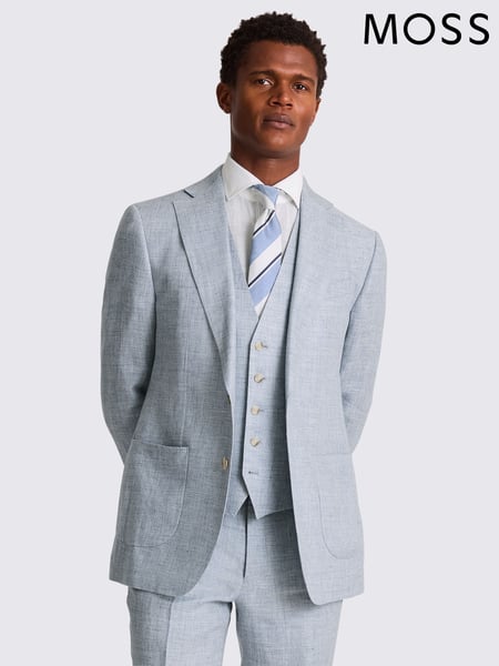 MOSS Blue Tailored Fit Light Linen Jacket (H55265) | € 326