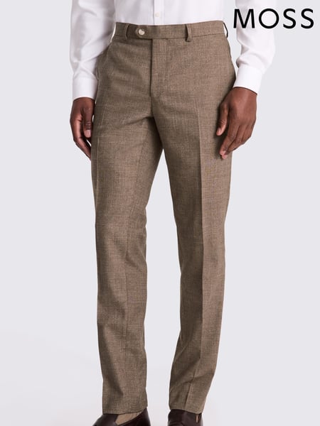 MOSS Brown Slim Fit Slub Trousers (H55284) | € 109