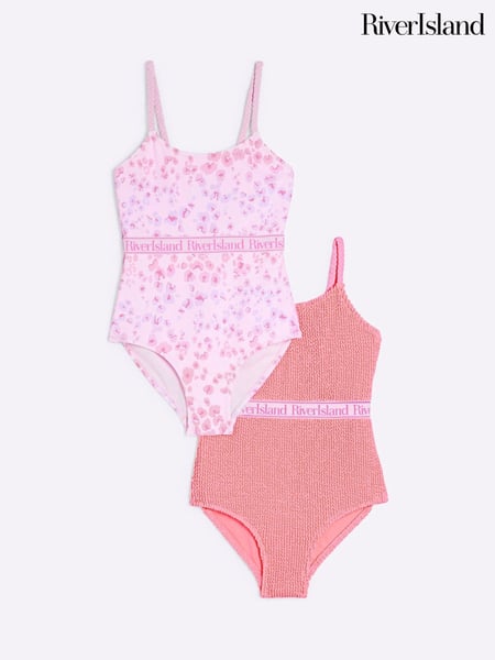 River Island Pink Girls Print Swimsuits 2 Pack (H58137) | € 41