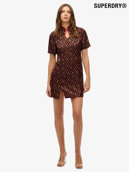 Superdry Black Mandarin Jacquard Mini Dress (H58953) | € 91