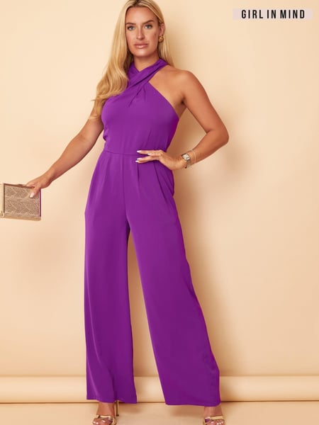 Girl In Mind Purple Halterneck Wide Leg Jumpsuit (K17587) | € 30