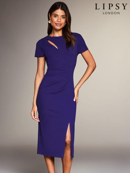 Lipsy Blue Cut Out Ruched Shortss Sleeve Bodycon Dress (K22597) | € 45
