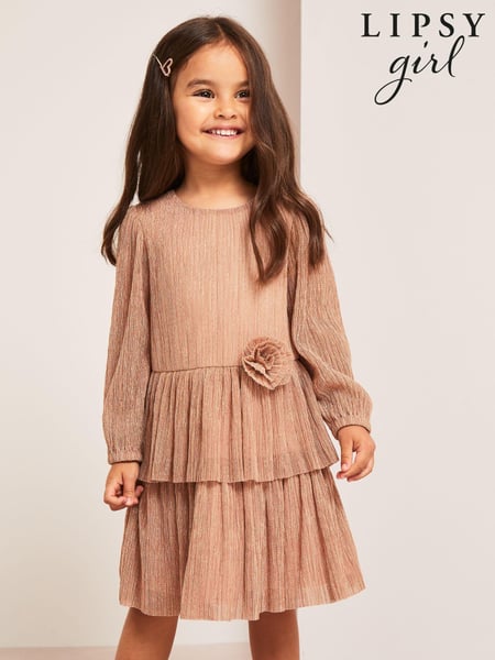Lipsy Pink Metallic Plisse Dress (0mths-6yrs) (K22627) | € 10 - € 12