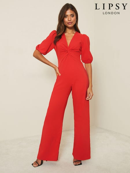 Lipsy Red Knot Puff Sleeve Jumpsuit (K24740) | € 76