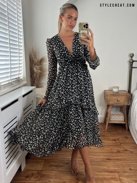 Style Cheat Black Birdie Frill Tie Back Dress (K26049) | € 46