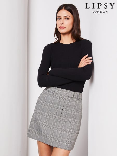 Lipsy Black Grey Check Mini skirt (K29965) | € 10
