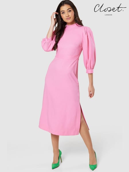 Closet Pink Midi Puff Sleeve Dress (K31128) | € 62