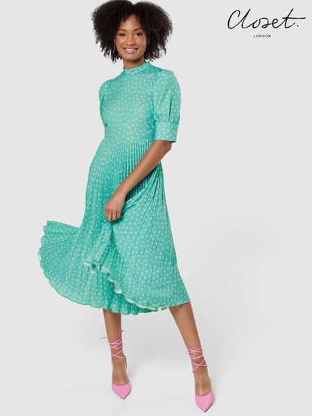 Closet Turquoise Green Pleated Dress (K31134) | € 93