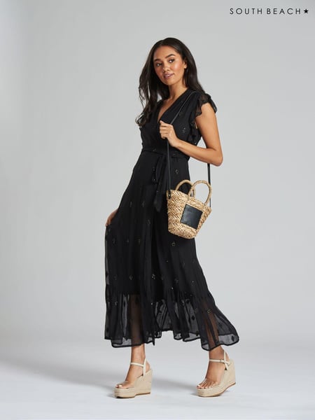 South Beach Black Sequin Detail Midi Dress (K36041) | € 33