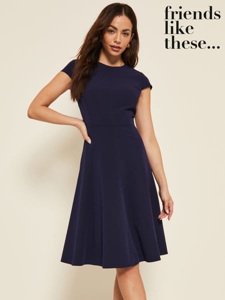 Friends Like These Navy Fit and Flare Cap Sleeve Tailored Dress (K38418) | € 34