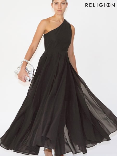 Religion Black One Shoulder Maxi Dress With Full Skirt (K39360) | € 78
