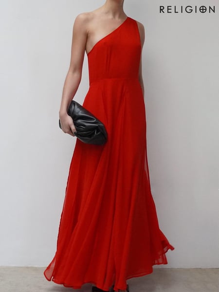 Religion Red One Shoulder Maxi Dress With Full Skirt (K39362) | € 62