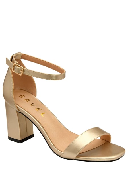 Ravel Gold Metallic Block Heel Sandal Buckle Fastening (K39373) | € 25