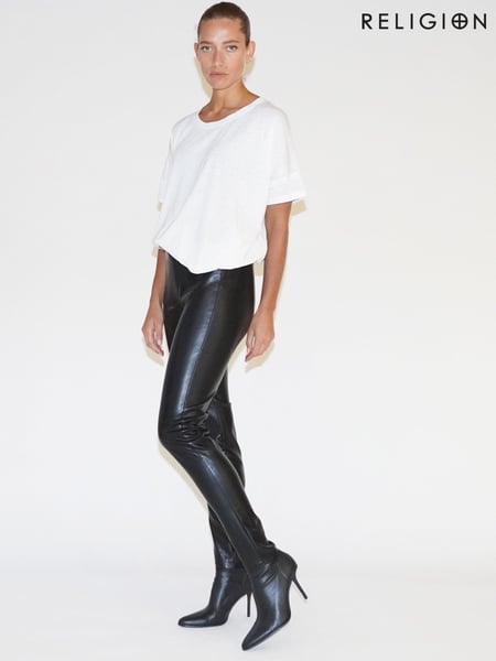 Religion Black Faux Leather Skinny Trousers In Soft PU (K39404) | € 31