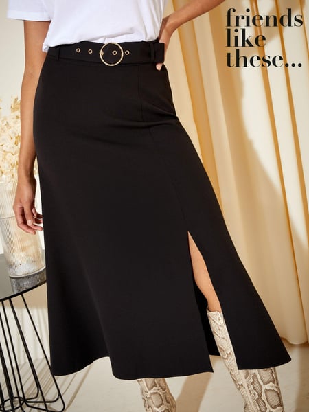 Friends Like These Black Tailored Belted Midi Skirt (K46179) | € 13