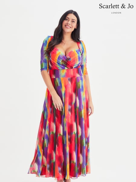 Scarlett & Jo Red Multi Elizabeth Mesh Maxi Dress (K47114) | € 29